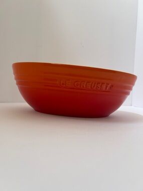 Le Creuset Red to Orange Glazed Stoneware Bowl